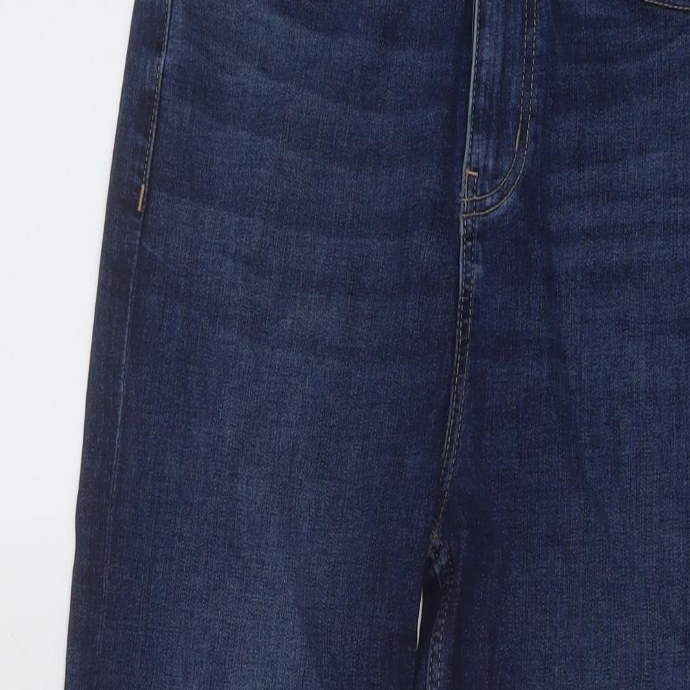 Marks and Spencer Womens Blue Cotton Straight Jeans Size 12 L27 in Regular Button