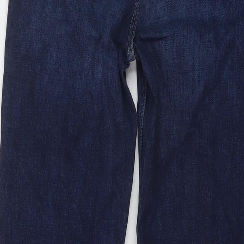 Marks and Spencer Womens Blue Cotton Straight Jeans Size 12 L27 in Regular Button