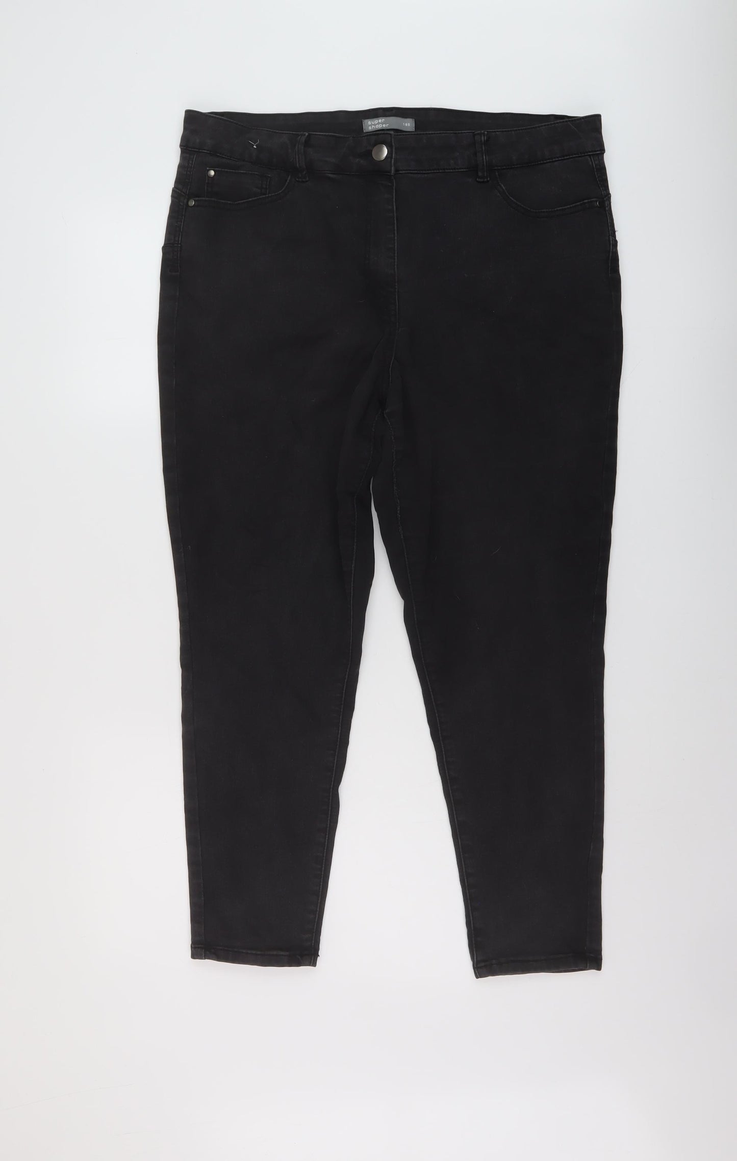 Nutmeg Womens Grey Cotton Skinny Jeans Size 18 L26 in Regular Button