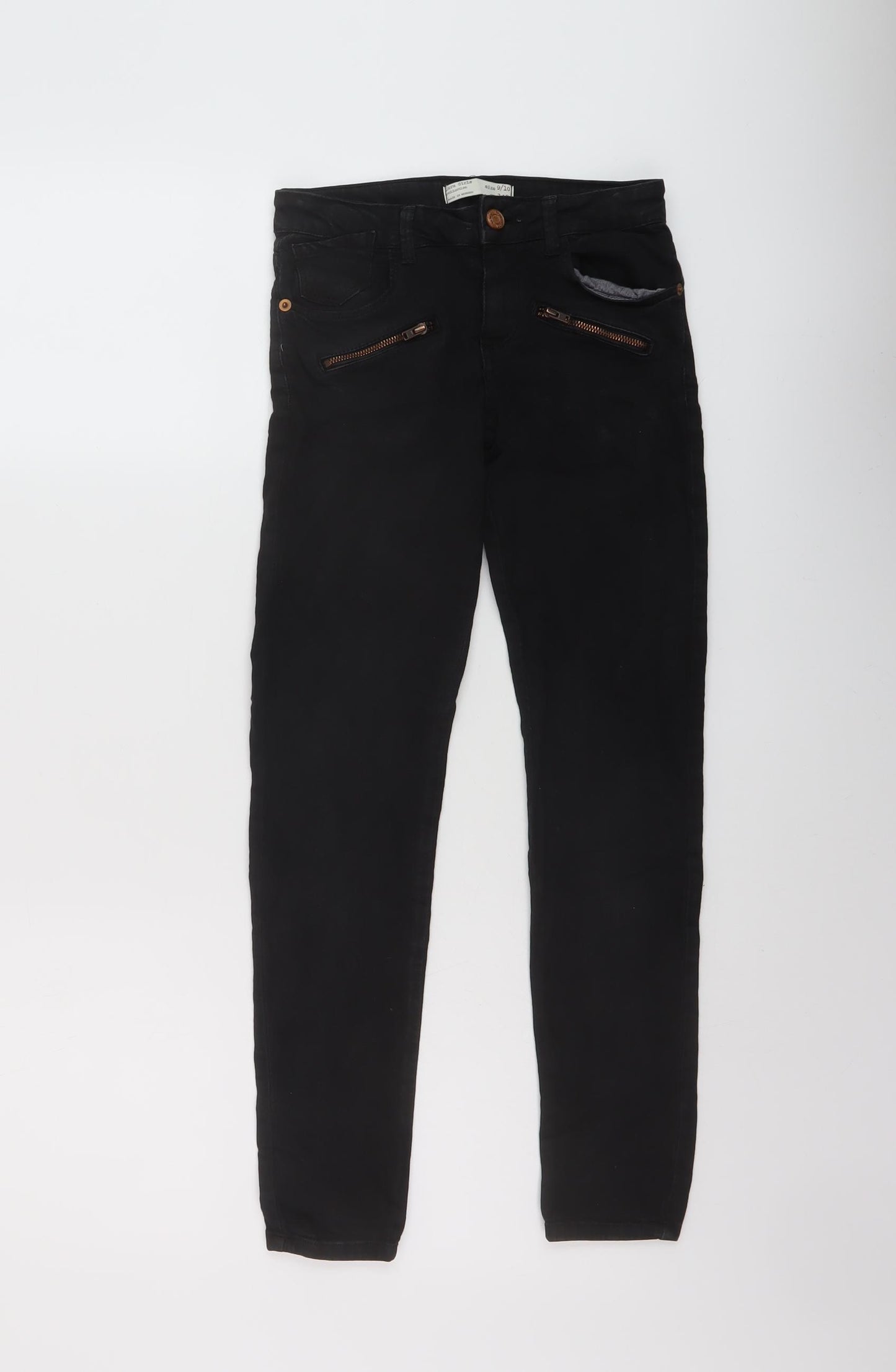 Zara Girls Black Cotton Skinny Jeans Size 9-10 Years Regular Button