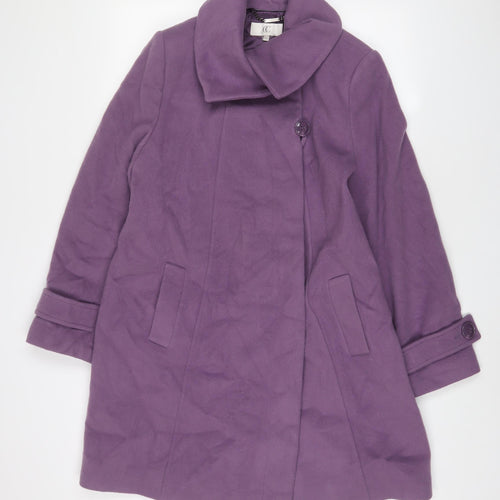 Cc Womens Purple Overcoat Coat Size 14 Button