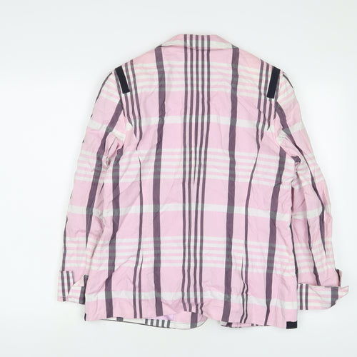 Basler Womens Pink Plaid Cotton Blazer Jacket Size 14