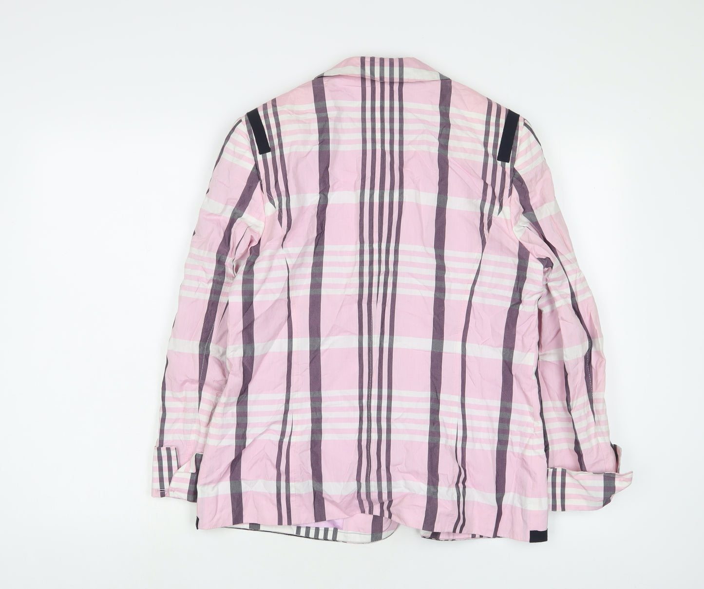 Basler Womens Pink Plaid Cotton Blazer Jacket Size 14