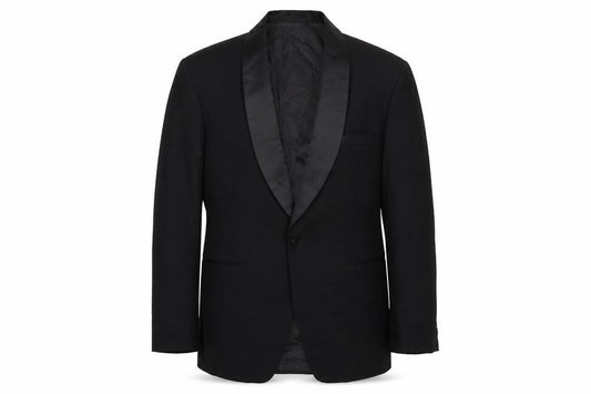 Front view of Burton men’s black polyester jacket suit jacket, size 38, regular