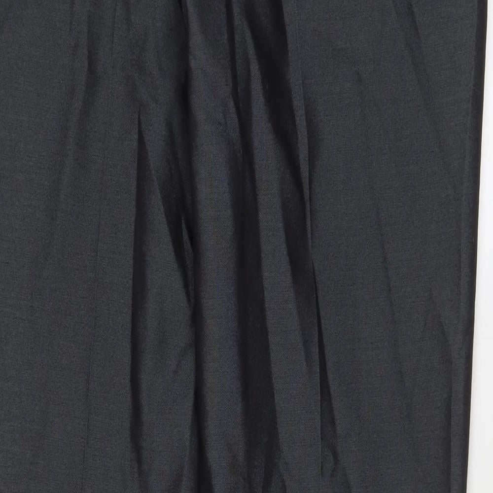 Greenwoods Mens Grey Polyester Trousers Size 32 in L31 in Slim Hook & Eye