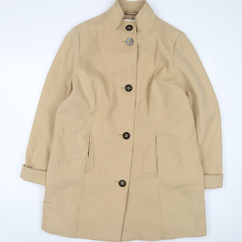Classic Womens Beige Overcoat Coat Size 20 Buckle