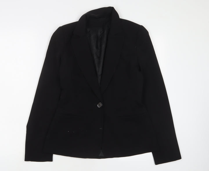 Topshop Womens Black Jacket Blazer Size 10 Button