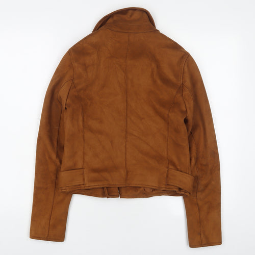 New Look Womens Brown Jacket Size 8 Zip - Belted