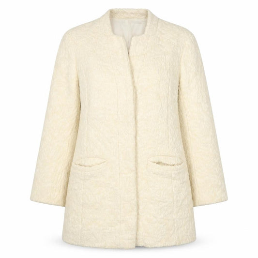 Front view of Zara women’s beige jacket, size L, button