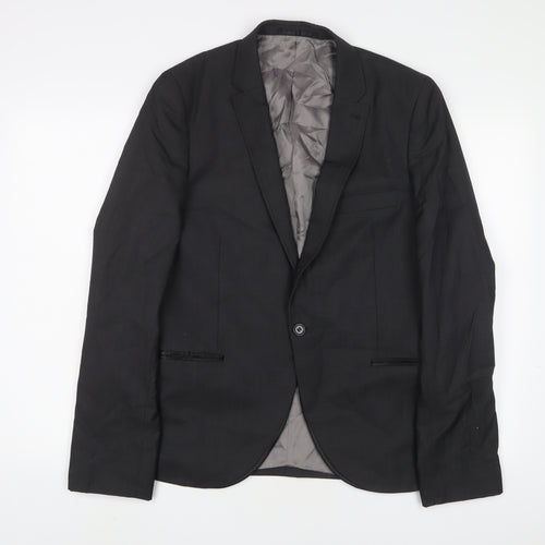 Topman Mens Grey Wool Jacket Suit Jacket Size 40 Regular