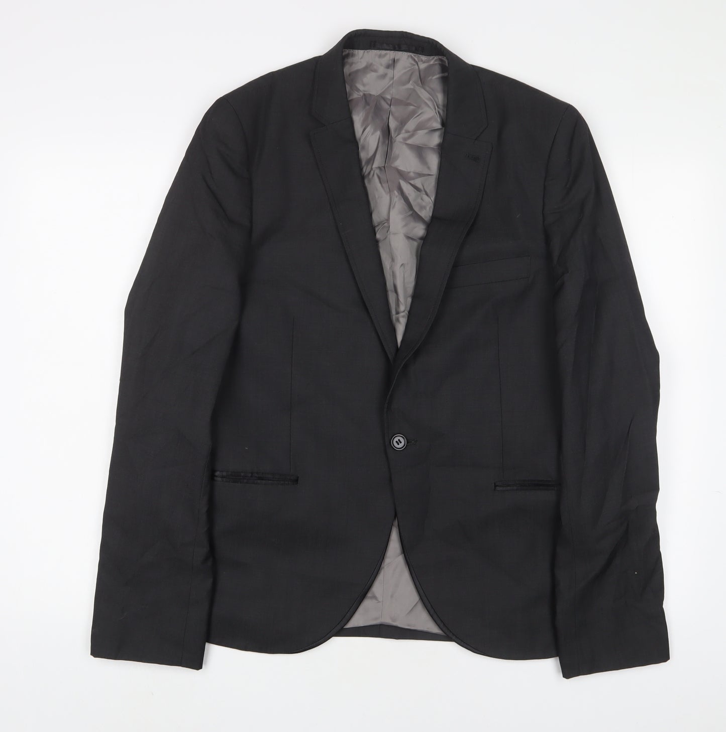 Topman Mens Grey Wool Jacket Suit Jacket Size 40 Regular