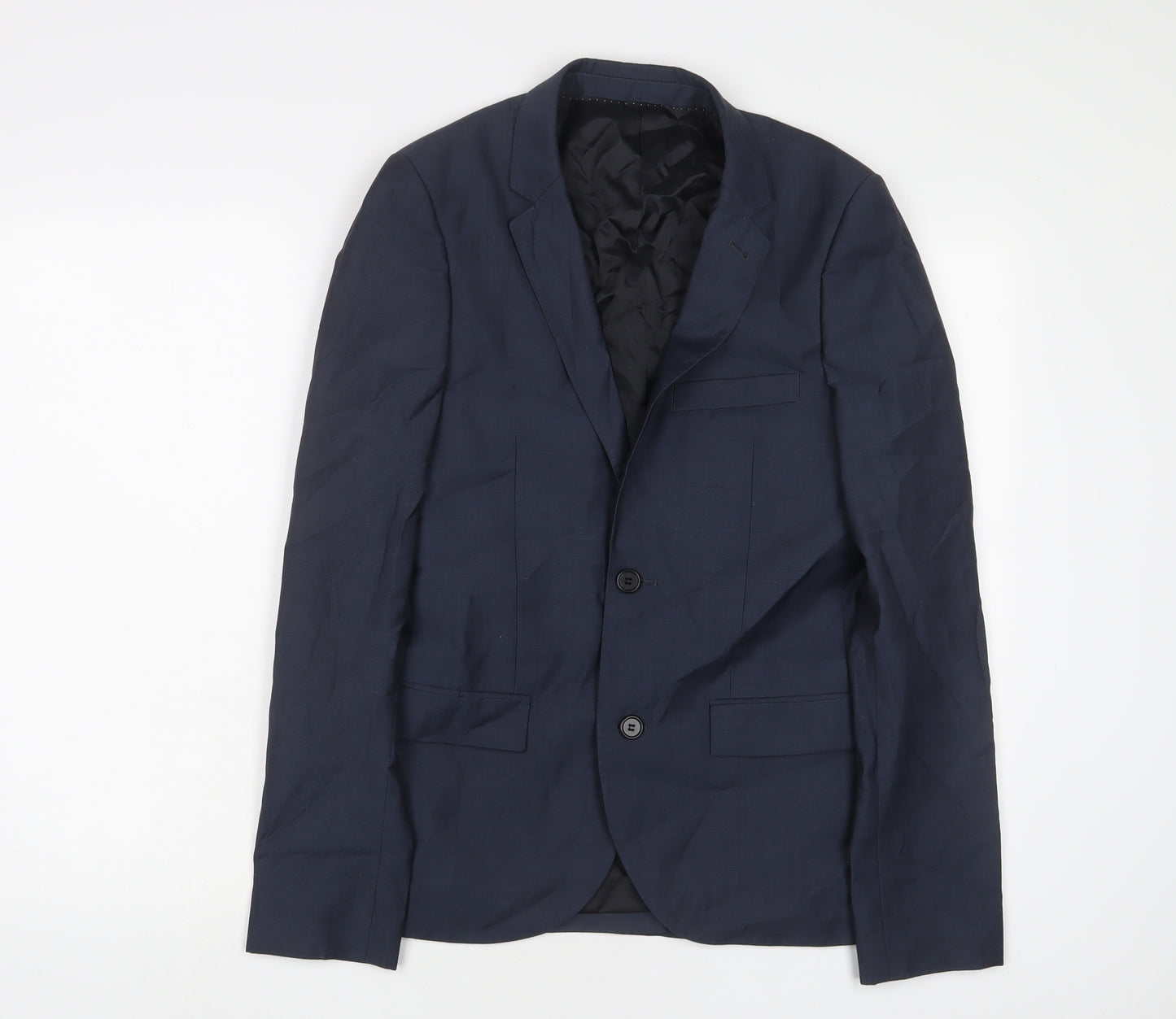 Topman Mens Blue Polyester Jacket Suit Jacket Size 34 Regular
