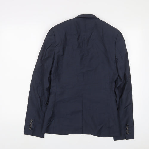 Topman Mens Blue Polyester Jacket Suit Jacket Size 34 Regular