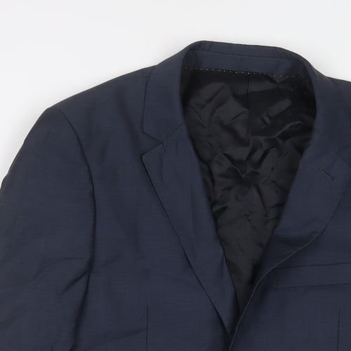 Topman Mens Blue Polyester Jacket Suit Jacket Size 34 Regular
