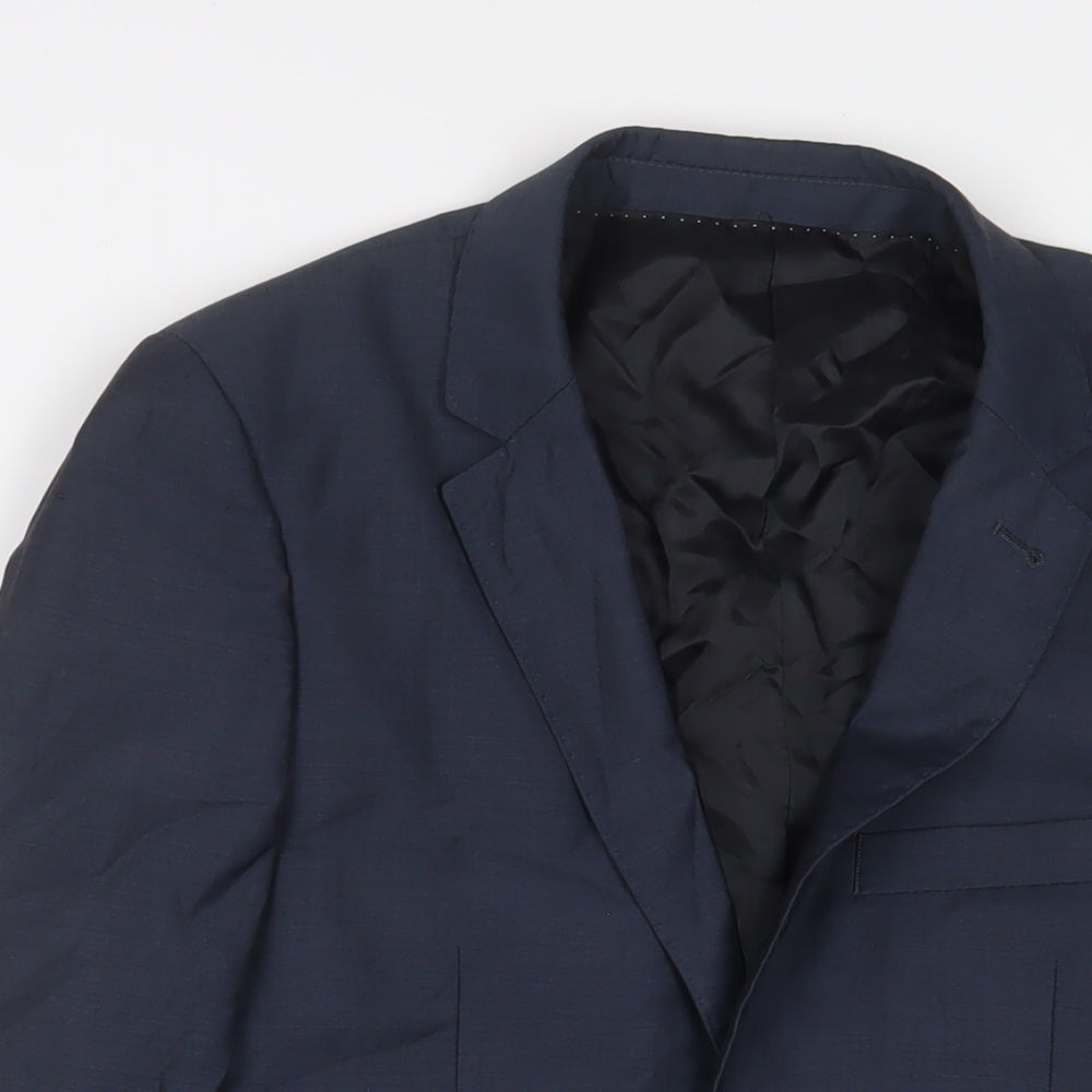 Topman Mens Blue Polyester Jacket Suit Jacket Size 34 Regular