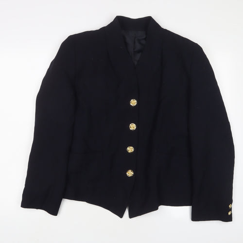 Viyella Womens Blue Jacket Blazer Size 14 Button