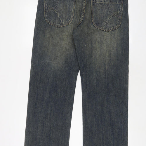 Debenhams Mens Blue Cotton Straight Jeans Size 34 in L32 in Regular Button