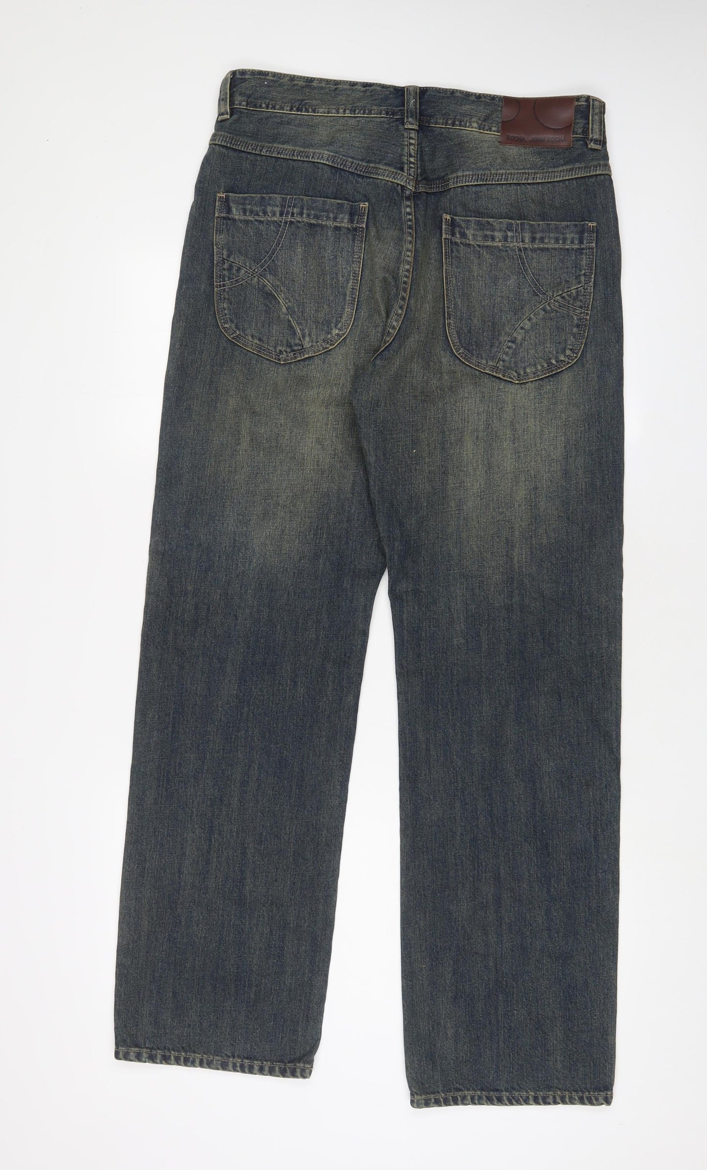 Debenhams Mens Blue Cotton Straight Jeans Size 34 in L32 in Regular Button