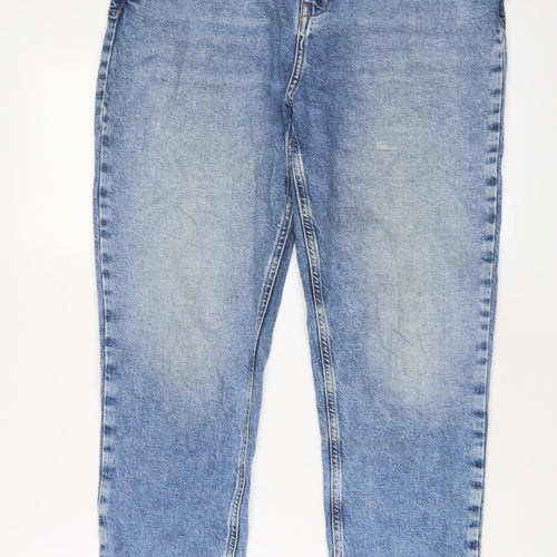 Very Womens Blue Cotton Mom Jeans Size 14 L26 in Regular Zip