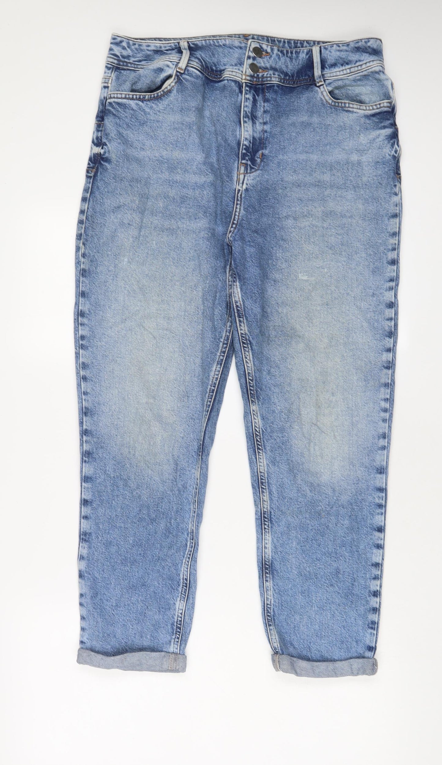 Very Womens Blue Cotton Mom Jeans Size 14 L26 in Regular Zip