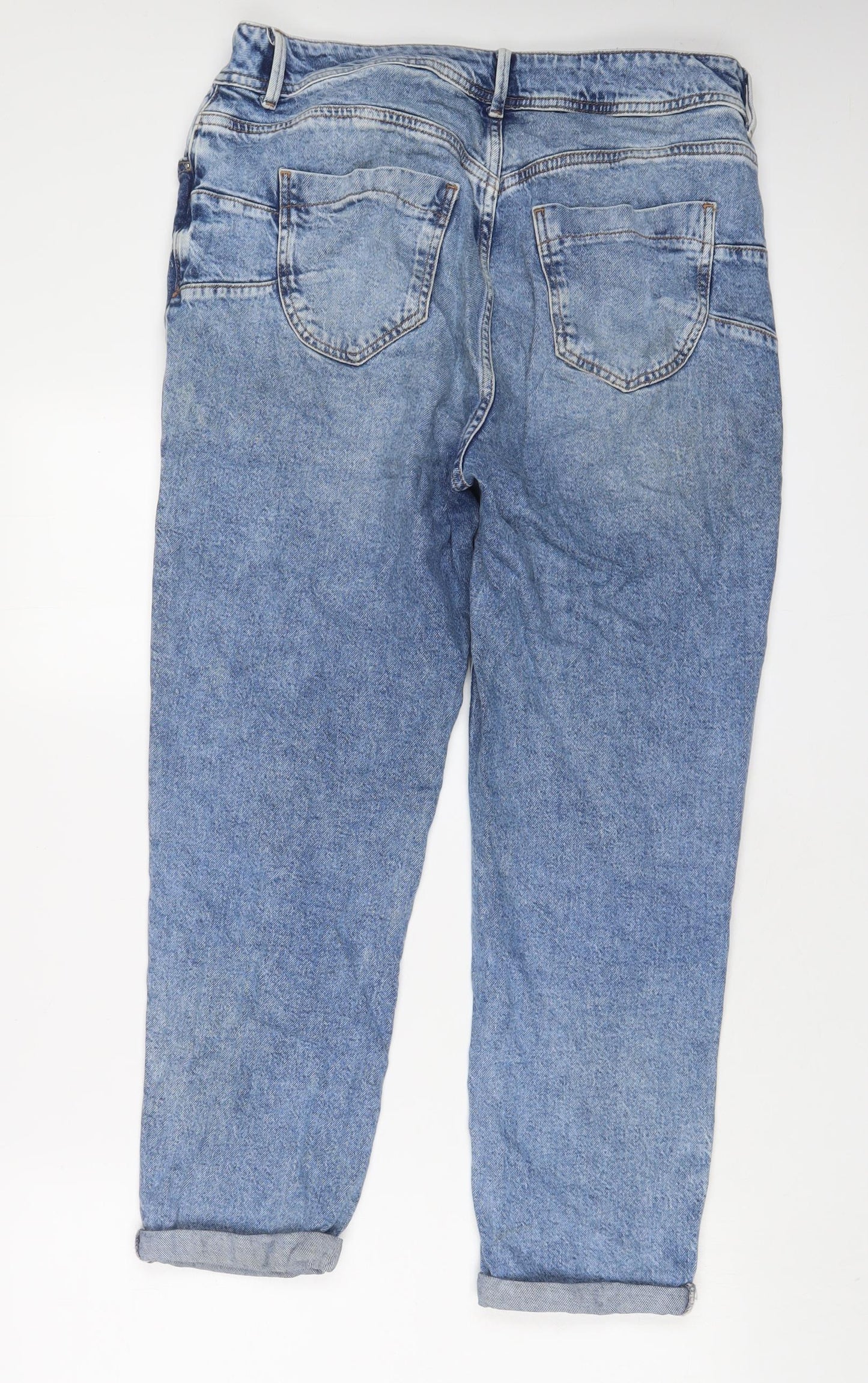 Very Womens Blue Cotton Mom Jeans Size 14 L26 in Regular Zip