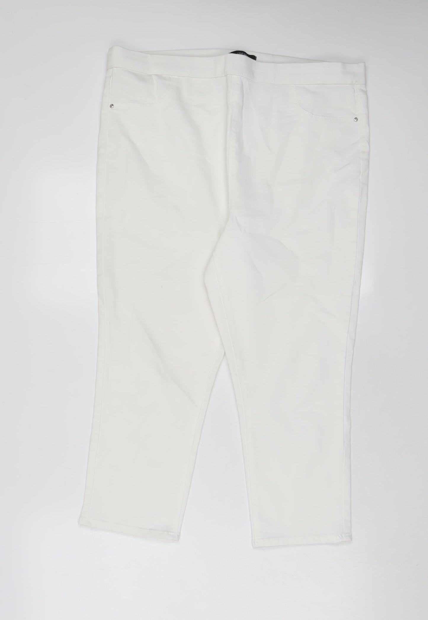 Matalan Womens White Cotton Cropped Jeans Size 16 L21 in Regular