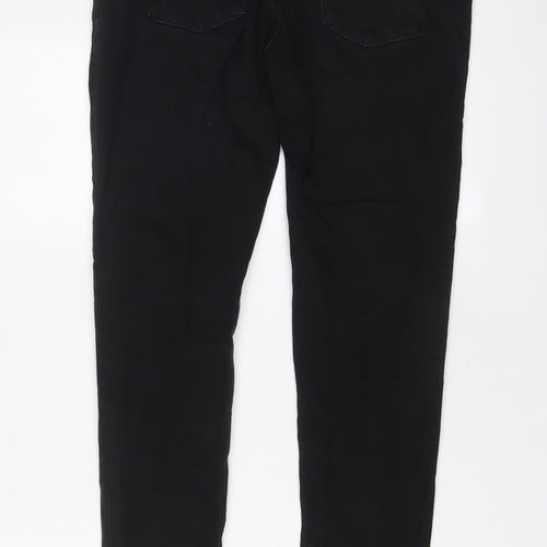 River Island Mens Black Cotton Skinny Jeans Size 32 in L32 in Regular Zip