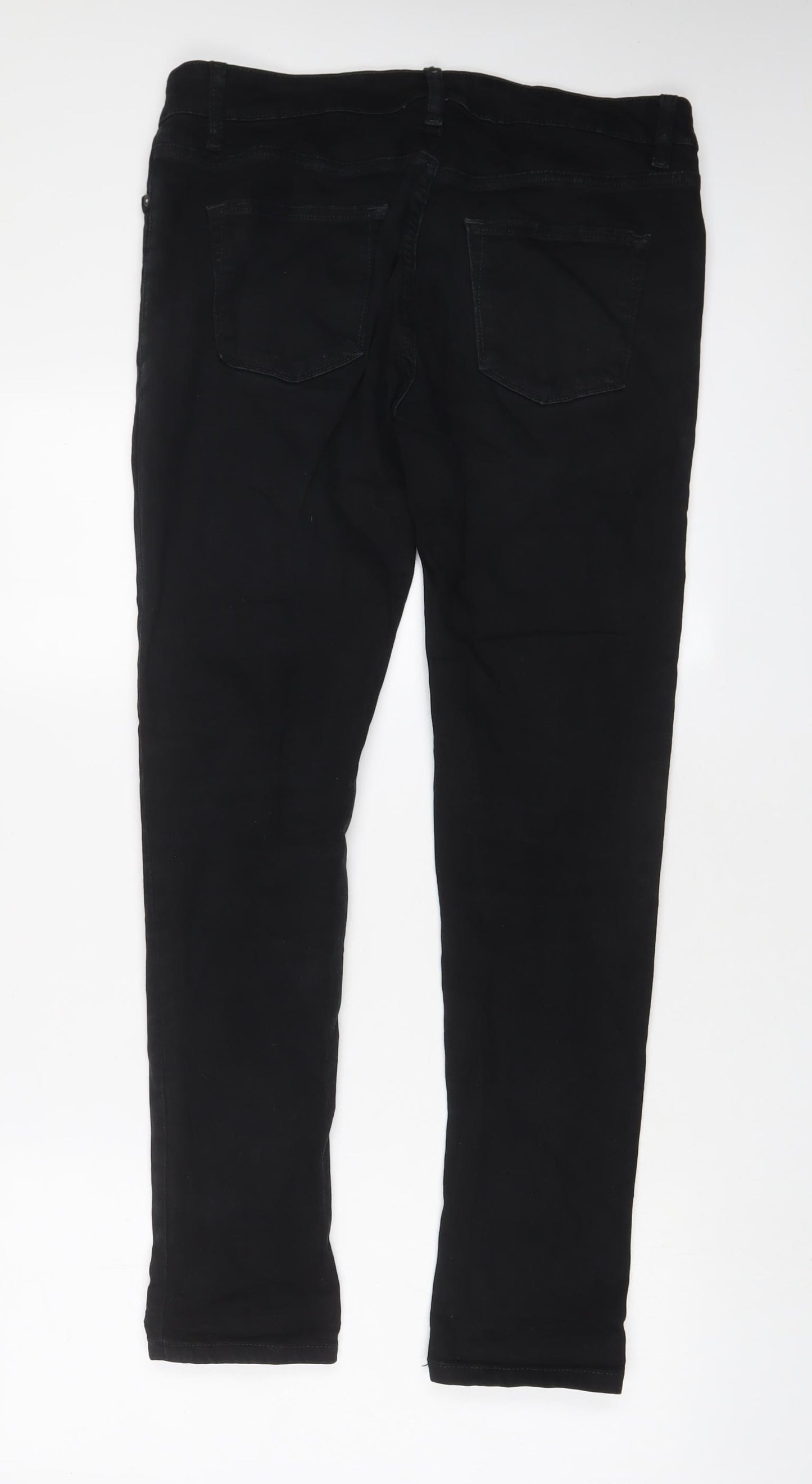 River Island Mens Black Cotton Skinny Jeans Size 32 in L32 in Regular Zip