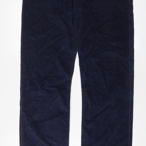 Blue Harbour Mens Blue Cotton Trousers Size 32 in L29 in Regular Zip - Short Leg