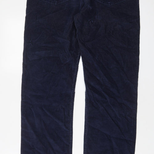 Blue Harbour Mens Blue Cotton Trousers Size 32 in L29 in Regular Zip - Short Leg