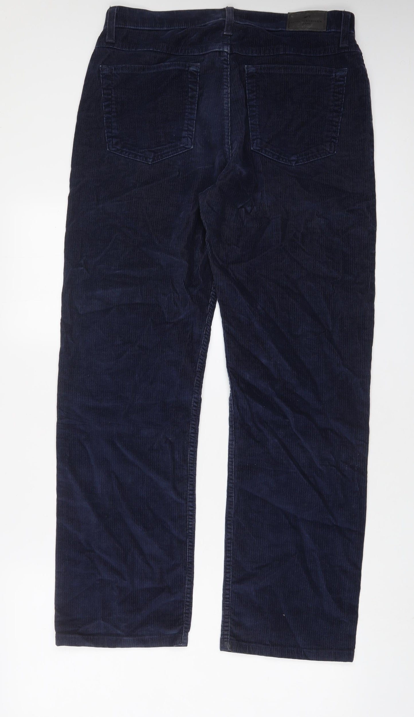 Blue Harbour Mens Blue Cotton Trousers Size 32 in L29 in Regular Zip - Short Leg