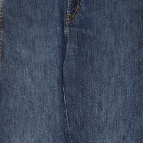 Wrangler Mens Blue Cotton Straight Jeans Size 34 in L30 in Regular Zip