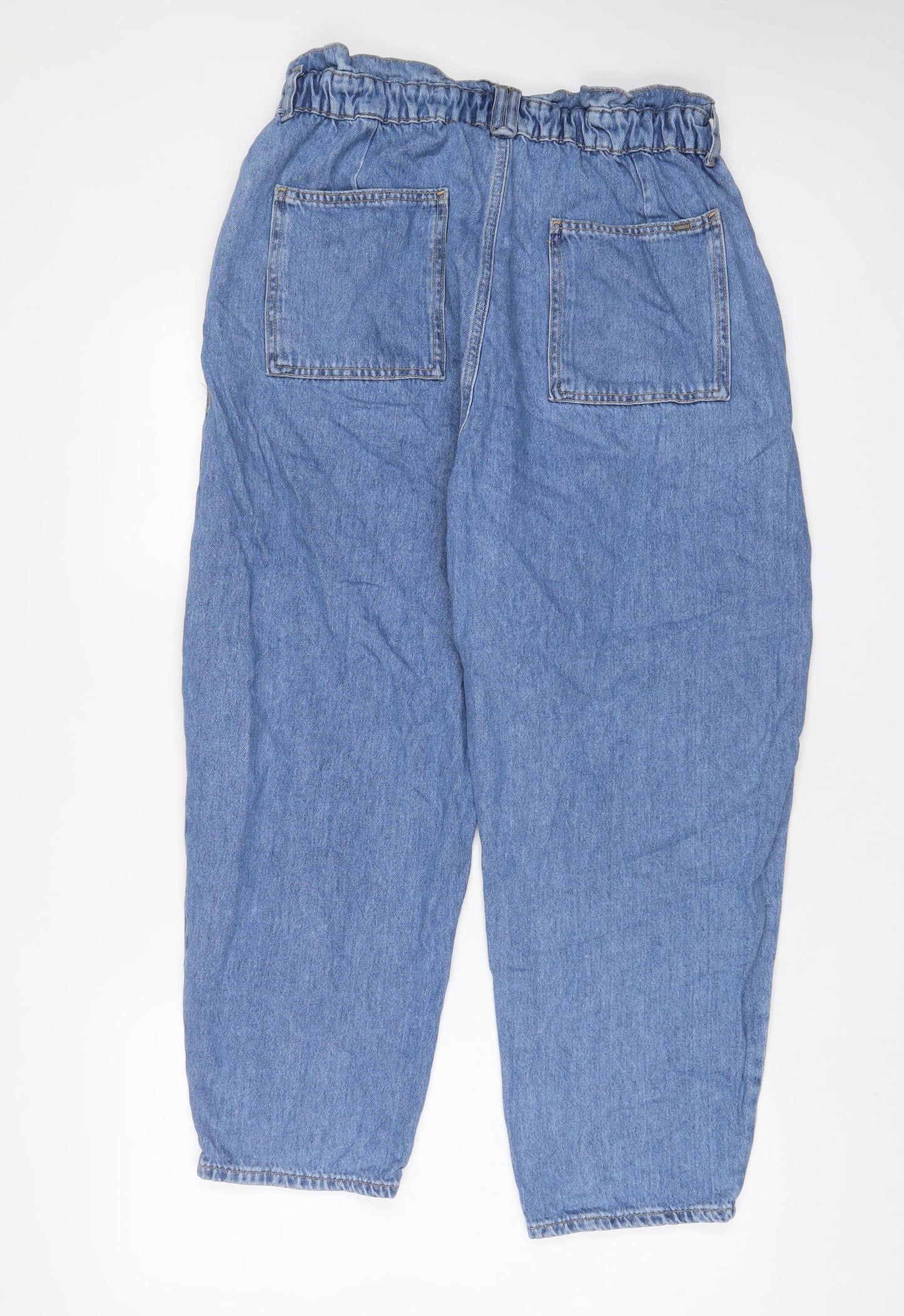 Zara Womens Blue Cotton Mom Jeans Size 16 L25 in Regular Zip