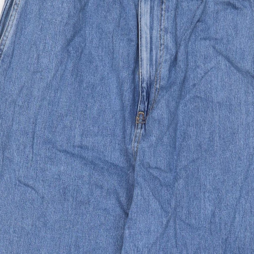 Zara Womens Blue Cotton Mom Jeans Size 16 L25 in Regular Zip