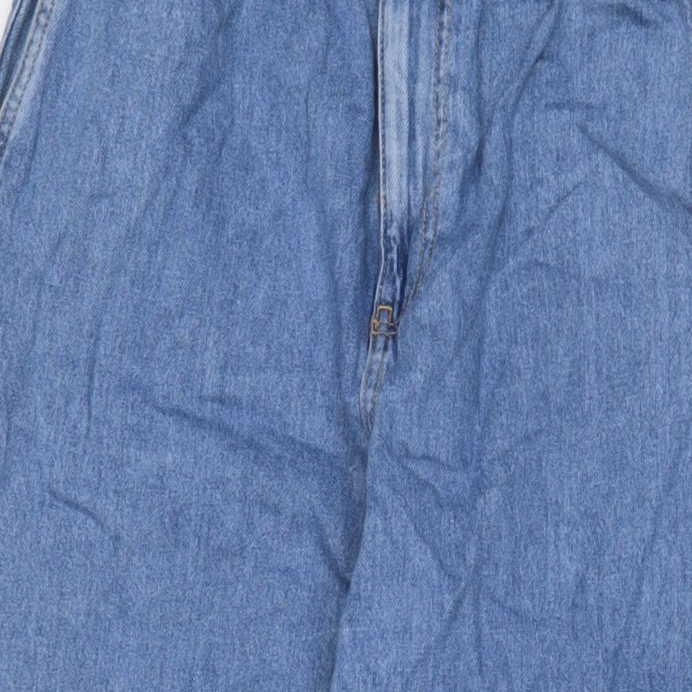 Zara Womens Blue Cotton Mom Jeans Size 16 L25 in Regular Zip
