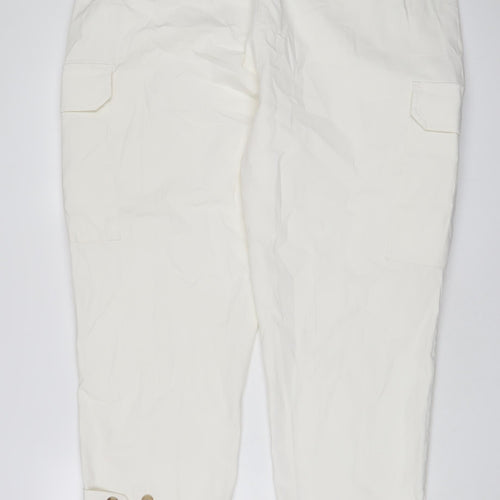 Marks and Spencer Womens White Cotton Straight Jeans Size 20 L28 in Regular Zip