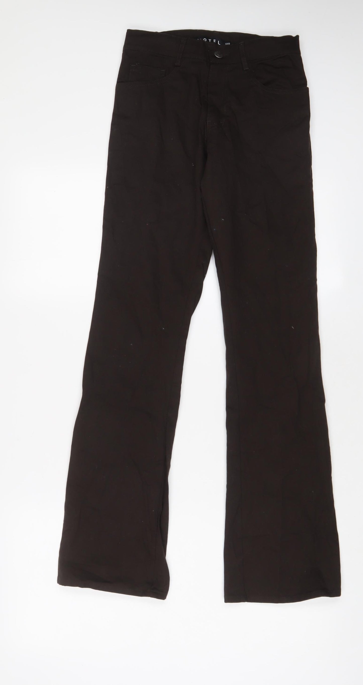 Motel Womens Brown Cotton Trousers Size 2XS L30 in Regular Zip