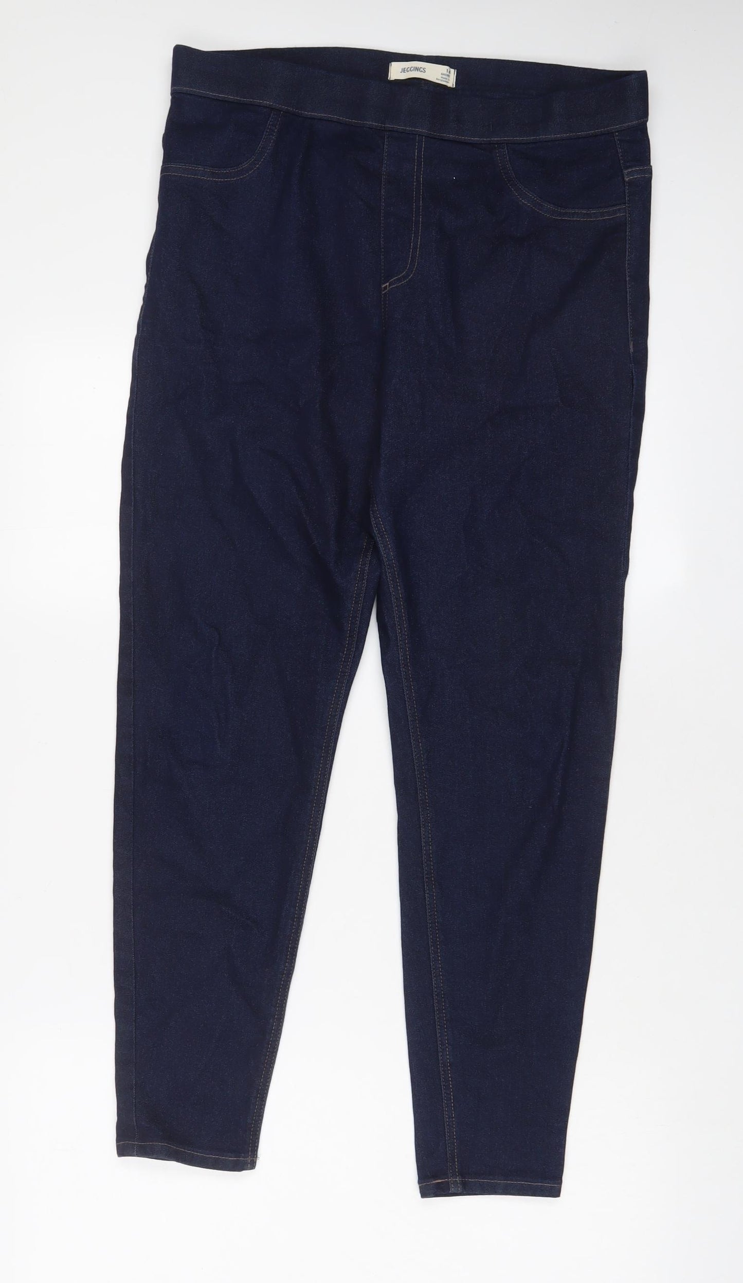 Marks and Spencer Womens Blue Cotton Jegging Jeans Size 14 L28 in Regular