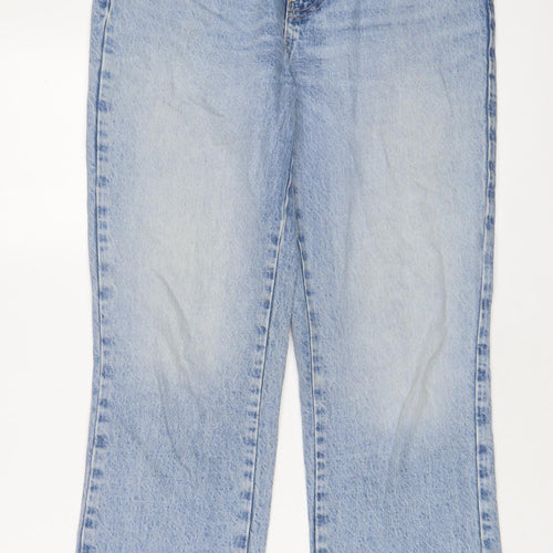 Zara Womens Blue Cotton Straight Jeans Size 10 L29 in Regular Zip
