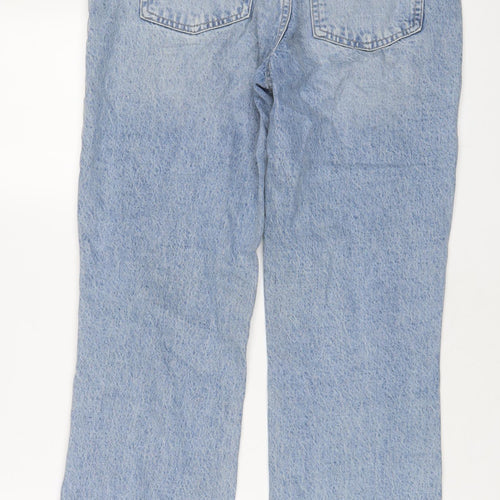 Zara Womens Blue Cotton Straight Jeans Size 10 L29 in Regular Zip