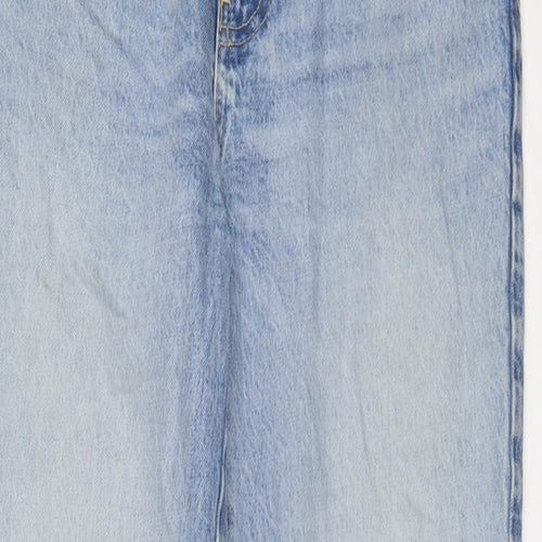 Zara Womens Blue Cotton Straight Jeans Size 10 L29 in Regular Zip