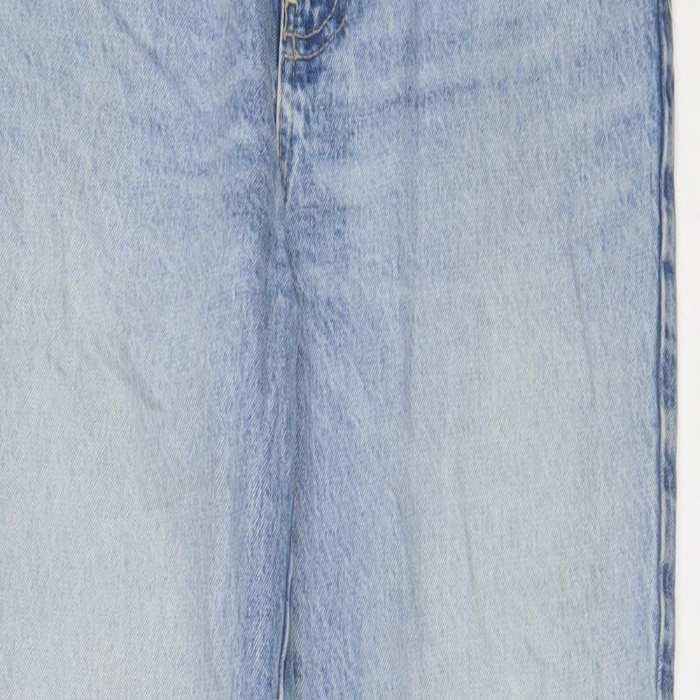 Zara Womens Blue Cotton Straight Jeans Size 10 L29 in Regular Zip