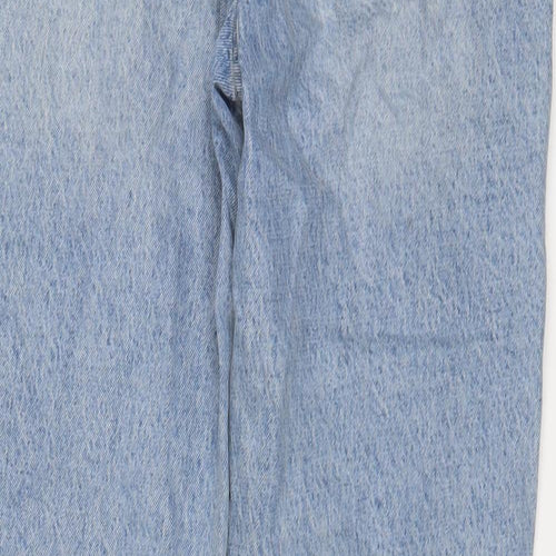 Zara Womens Blue Cotton Straight Jeans Size 10 L29 in Regular Zip
