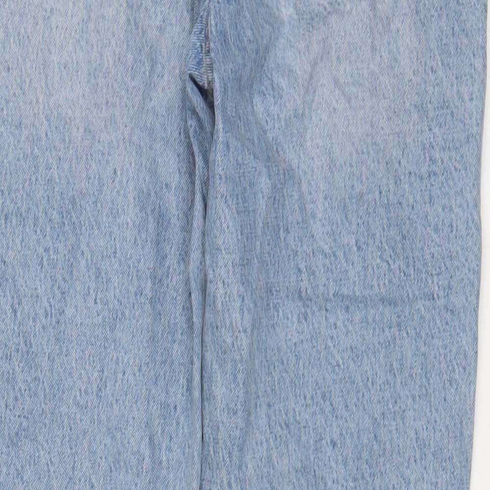 Zara Womens Blue Cotton Straight Jeans Size 10 L29 in Regular Zip
