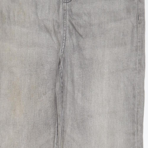 Marks and Spencer Womens Grey Cotton Straight Jeans Size 14 L27 in Regular Zip