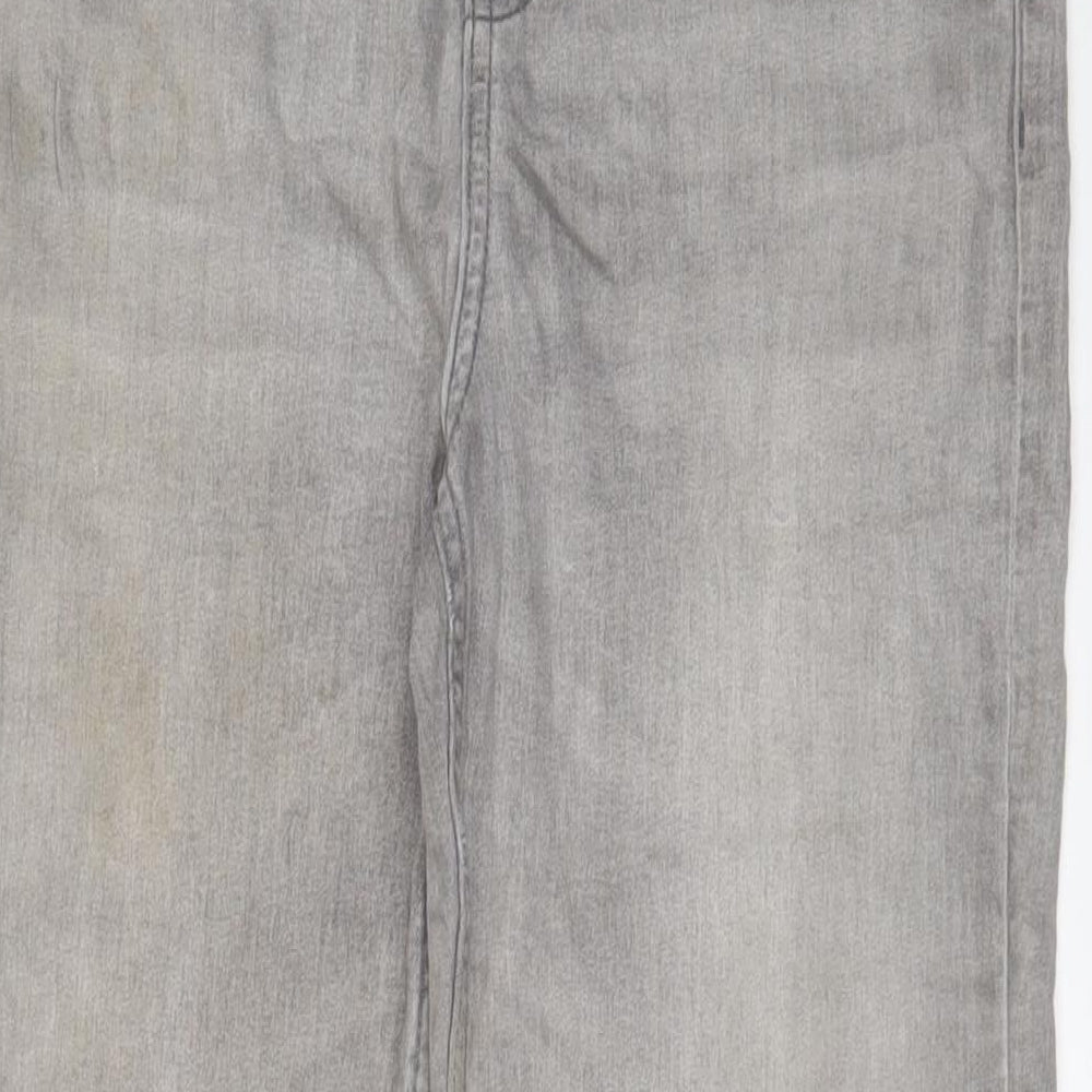 Marks and Spencer Womens Grey Cotton Straight Jeans Size 14 L27 in Regular Zip