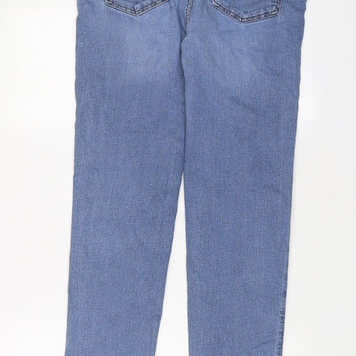 Marks and Spencer Womens Blue Cotton Straight Jeans Size 16 L28 in Regular Zip