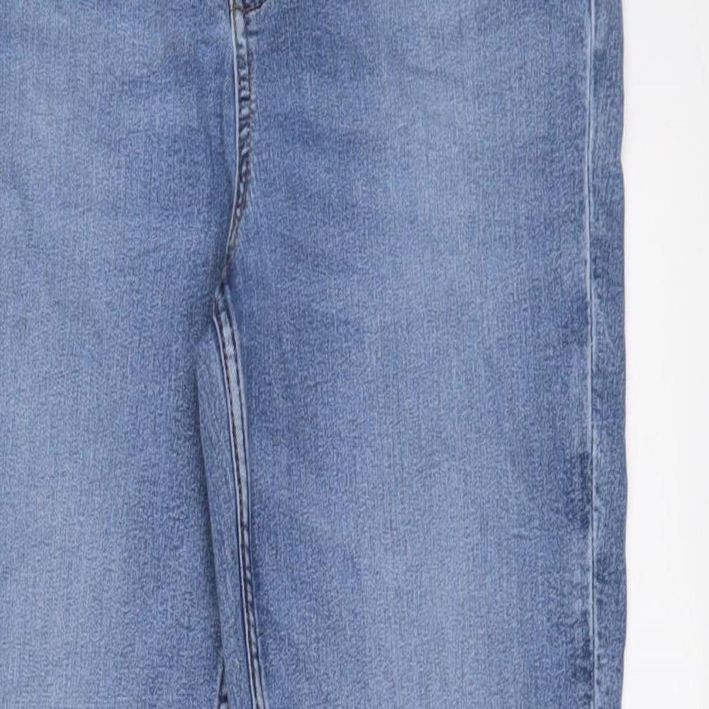 Marks and Spencer Womens Blue Cotton Straight Jeans Size 16 L28 in Regular Zip