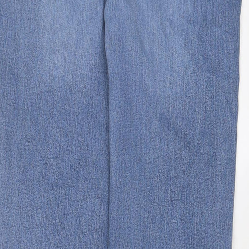 Marks and Spencer Womens Blue Cotton Straight Jeans Size 16 L28 in Regular Zip