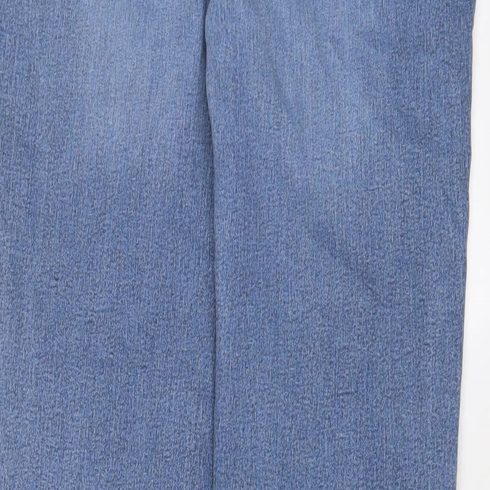 Marks and Spencer Womens Blue Cotton Straight Jeans Size 16 L28 in Regular Zip